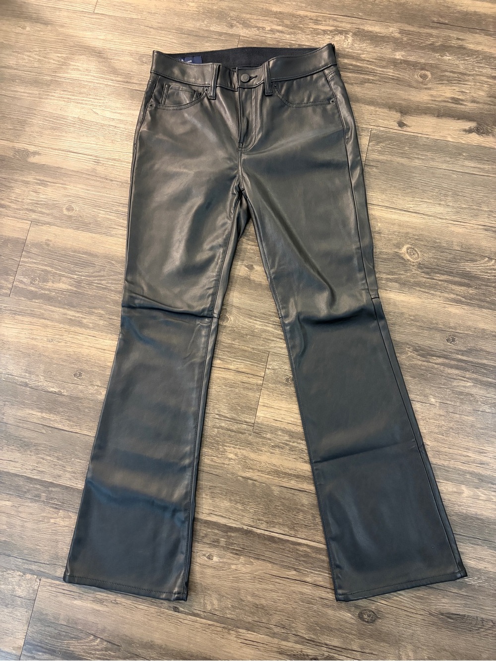 Gap never worn Baby Boot Women's Black Faux Leather Flared Jeans
